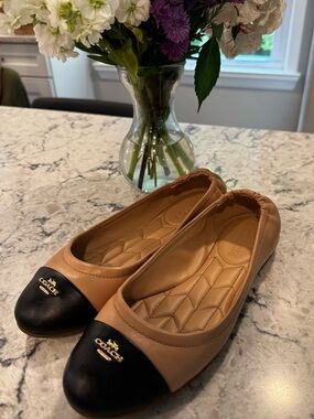 COACH BONNIE LTR BALLET NUDE PINK/BLACK Size 5.5 B
